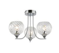 GoodHome Round Glass & Metal Chrome 3 Lamp Led Ceiling Light