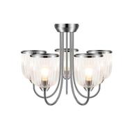GoodHome Round Glass & Metal Clear Chrome Effect 5 Lamp Led Ceiling Light
