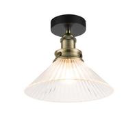 GoodHome Round Matt Glass & Metal Black & Clear Antique Brass Effect Led Ceiling Light