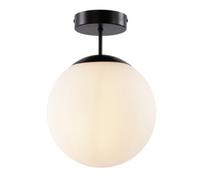 GoodHome Round Matt Glass & Metal Black Frosted Effect Led Ceiling Light