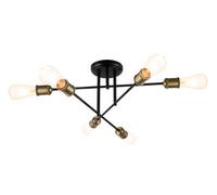 GoodHome Round Matt Metal Black Antique Brass Effect 6 Lamp Ceiling Light