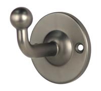 GoodHome Rounded Basic Grey Nickel Effect Zinc Alloy Wall-Mounted Single Hook (H)56mm (D)52mm