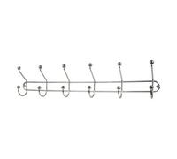 GoodHome Rounded Basic Polished Silver Chrome Effect Steel 6 Hook Rail (L)655mm (H)135mm