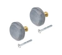 GoodHome Rubian Grey Marble & Metal Ring Knob (Dia)36.25mm, Pack Of 2