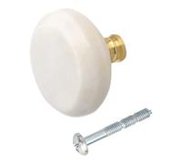 GoodHome Rubian White Marble & Metal Round Knob (Dia)36.25mm, Pack Of 2