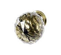GoodHome Ruis Polished Aluminium & Crystal Gold Effect Furniture Knob (Dia)32mm, Pack Of 2