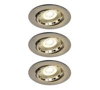 GoodHome Salk Brushed Chrome Nickel Effect Adjustable Led Neutral White Downlight 4.8W Ip20, Pack Of 3