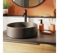 GoodHome Samal Matt Black Round Counter Top Basin