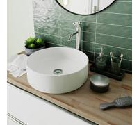 GoodHome Samal Matt White Round Counter Top Basin