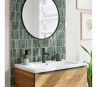 GoodHome Saronic Mixed Green Gloss Muretto Glass Mosaic Tile, (L)337mm (W)302mm
