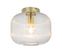 GoodHome Satin Glass & Metal Brass Effect Ceiling Light