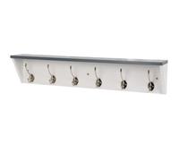 GoodHome Satin Multicolour Nickel Effect Pine 6 Hook Rail (L)700mm (H)140mm