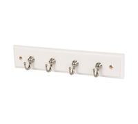 GoodHome Satin White Nickel Effect Pine 4 Hook Rail (L)220mm (H)44mm