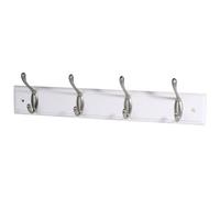 GoodHome Satin White Nickel Effect Pine 4 Hook Rail (L)458mm (H)105mm