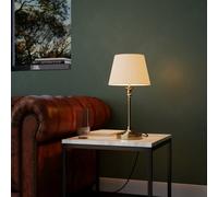 GoodHome Seekonk Conical Brushed Satin Cream Antique Brass Effect Table Lamp