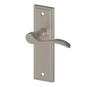 GoodHome Sennen Brushed Grey Nickel Effect Straight Latch Door Handle (L)105mm (D)59.5mm Pair