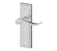 GoodHome Sennen Polished Grey Chrome Effect Straight Latch Door Handle (L)105mm (D)59.5mm Pack Of 3