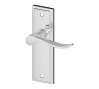 GoodHome Sennen Polished Grey Chrome Effect Straight Latch Door Handle (L)105mm (D)59.5mm Pair