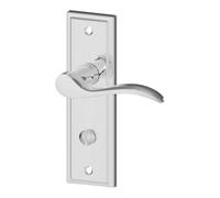 GoodHome Sennen Polished Grey Chrome Effect Straight Wc Door Handle (L)105mm (D)59.5mm Pair