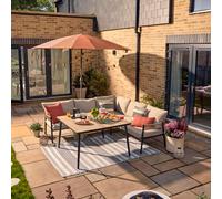 GoodHome Siliana Matt Beige Metal 5 Seater Coffee Set