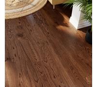 GoodHome Skanor Natural Dark Brown Oak Solid Wood Flooring, Pack Of 1, 1.8M²