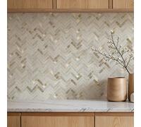 GoodHome Skarda Grey & Silver Matt Marble Effect Chevron Aluminium & Pvc Self-Adhesive Mosaic Tile, (L)238mm (W)290mm