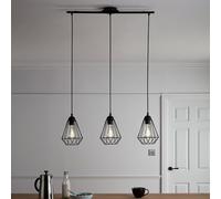 GoodHome Smertrio Matt Black 3 Lamp Pendant Ceiling Light, (Dia)175mm