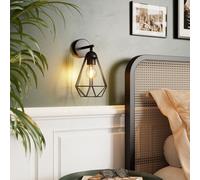 GoodHome Smertrio Matt Black Paint Effect Wired Wall Light