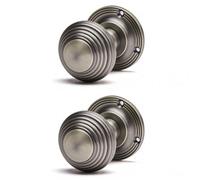 GoodHome Solaria Satin Brass Effect Zinc Alloy Round Internal Door Knob (Dia)53.3mm, Pair