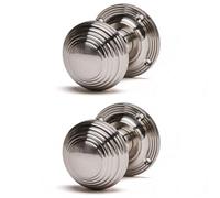 GoodHome Solaria Satin Nickel Effect Zinc Alloy Round Internal Door Knob (Dia)53.3mm, Pair