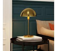 GoodHome Songor Modern Round Brushed Satin Brushed Brass Effect Eco Halogen Table Lamp