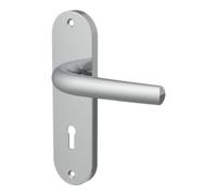 GoodHome Soure Polished Grey Chrome Effect Lock Door Handle (L)125mm (D)58mm Pair