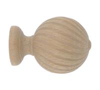 GoodHome Symi Natural Oak Effect Ash Stripped Ball Curtain Pole Finial (Dia)28mm