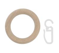 GoodHome Symi Oak Effect Natural Curtain Ring (Dia)28mm, Pack Of 10 Compatibility- 28mm Curtain Pole