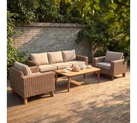 GoodHome Takutea Matt Brown Rattan Effect 5 Seater Coffee Set
