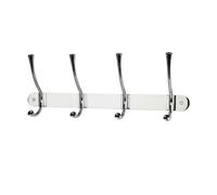 GoodHome Tapered Polished Silver Chrome Effect Stainless Steel 4 Hook Rail (L)450mm (H)167mm