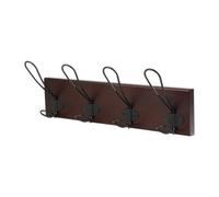 GoodHome Tapered Twist Matt Walnut Pine 4 Hook Rail (L)425mm (H)147mm