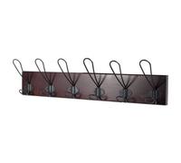 GoodHome Tapered Twist Matt Walnut Pine 6 Hook Rail (L)635mm (H)147mm