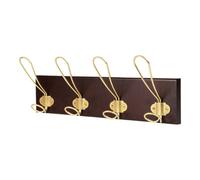 GoodHome Tapered Twist Satin Walnut Brass Effect Pine 4 Hook Rail (L)425mm (H)147mm