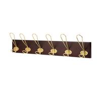 GoodHome Tapered Twist Satin Walnut Brass Effect Pine 6 Hook Rail (L)635mm (H)147mm