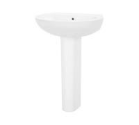 GoodHome Tasi Gloss White D-Shaped Wall-Mounted Full Pedestal Basin (W)55.5Cm