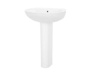 GoodHome Tasi Gloss White D-Shaped Wall-Mounted Full Pedestal Basin (W)55.5Cm