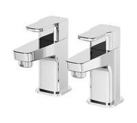 GoodHome Teesta Gloss Chrome Effect Bath Pillar Tap, Pair