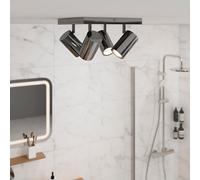 GoodHome Tellot Flush Gloss Silver Chrome Effect 4 Light Bathroom Spotlight Plate