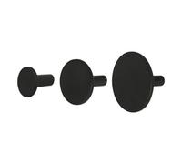 GoodHome The Dots Black Aluminium Wall-Mounted Single Hook (H)75mm (D)50mm, Pack Of 3