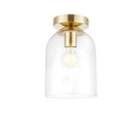 GoodHome Thestias Round Satin Glass & Metal Gold Effect Ceiling Light