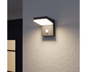 GoodHome Tomman Non-Adjustable Black Solar-Powered Integrated Led 6.3W Pir With Motion Sensor Rectangular Outdoor Wall Light