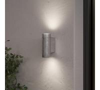 GoodHome Tongoa Fixed Matt Silver Mains-Powered Outdoor Double Wall Light