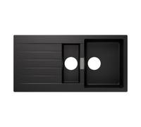 GoodHome Torla Matt Dark Grey Composite Quartz 1.5 Bowl Sink & Drainer 1000mm X 1000mm