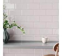 GoodHome Trentie Beige Gloss Textured Ceramic Indoor Wall Tile, Pack Of 50, (L)200mm (W)100mm